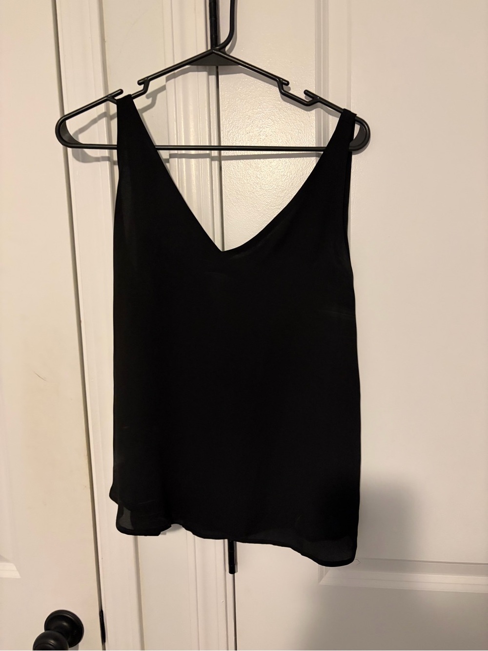 LOFT Black V-Neck Chiffon Tank Top